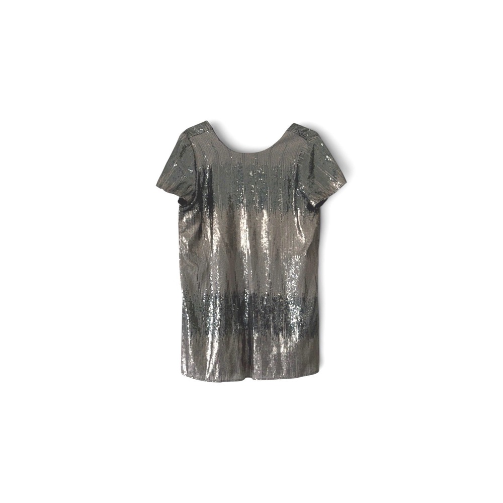 Show Me Your Mumu Silver Ombre Sequin Shift Dress Deep Scoop Back Mini XL